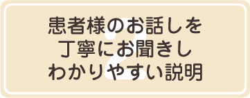 患者様のお話しを丁寧にお聞きし、わかりやすい説明