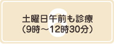 土曜日午前も診療(9時~12時30分)